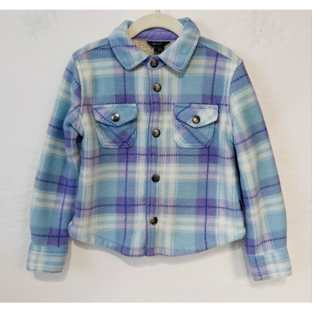 Eddie Bauer Blue And Purple Plaid Jacket   Girls Size 4/5